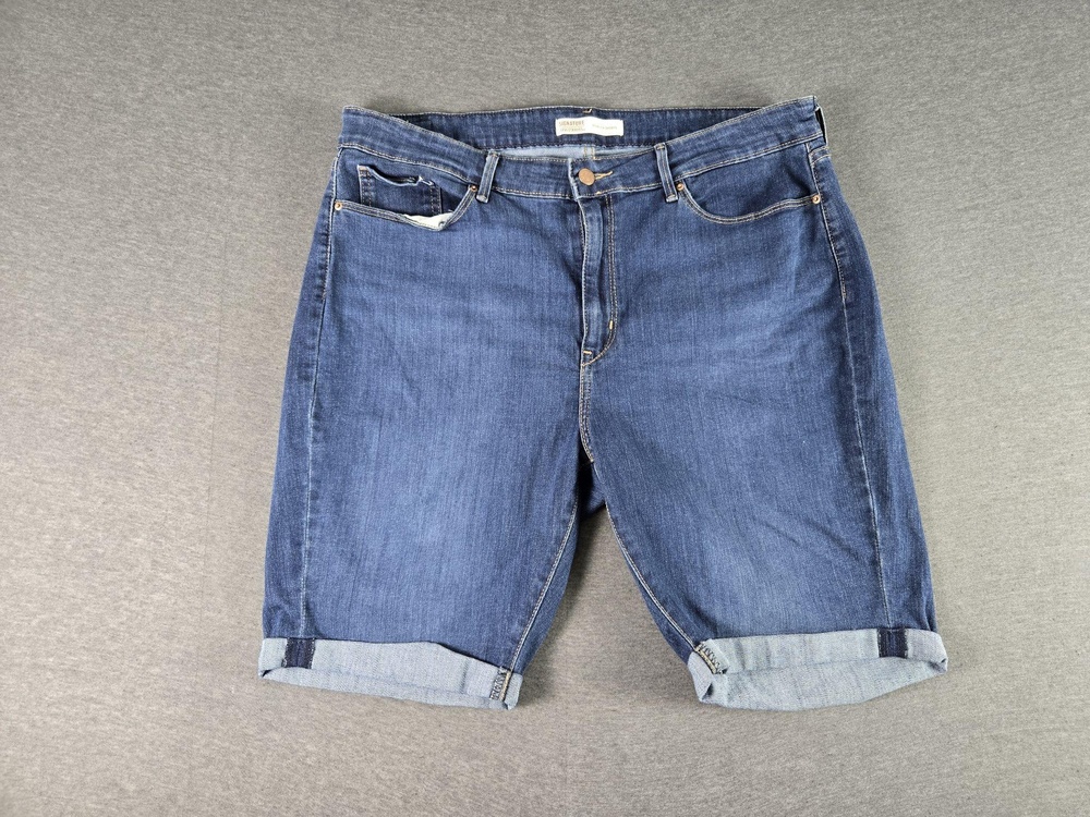 Signature Levi Strauss Shorts Womens 18 Blue Bermuda Denim Casual 5 Pocket